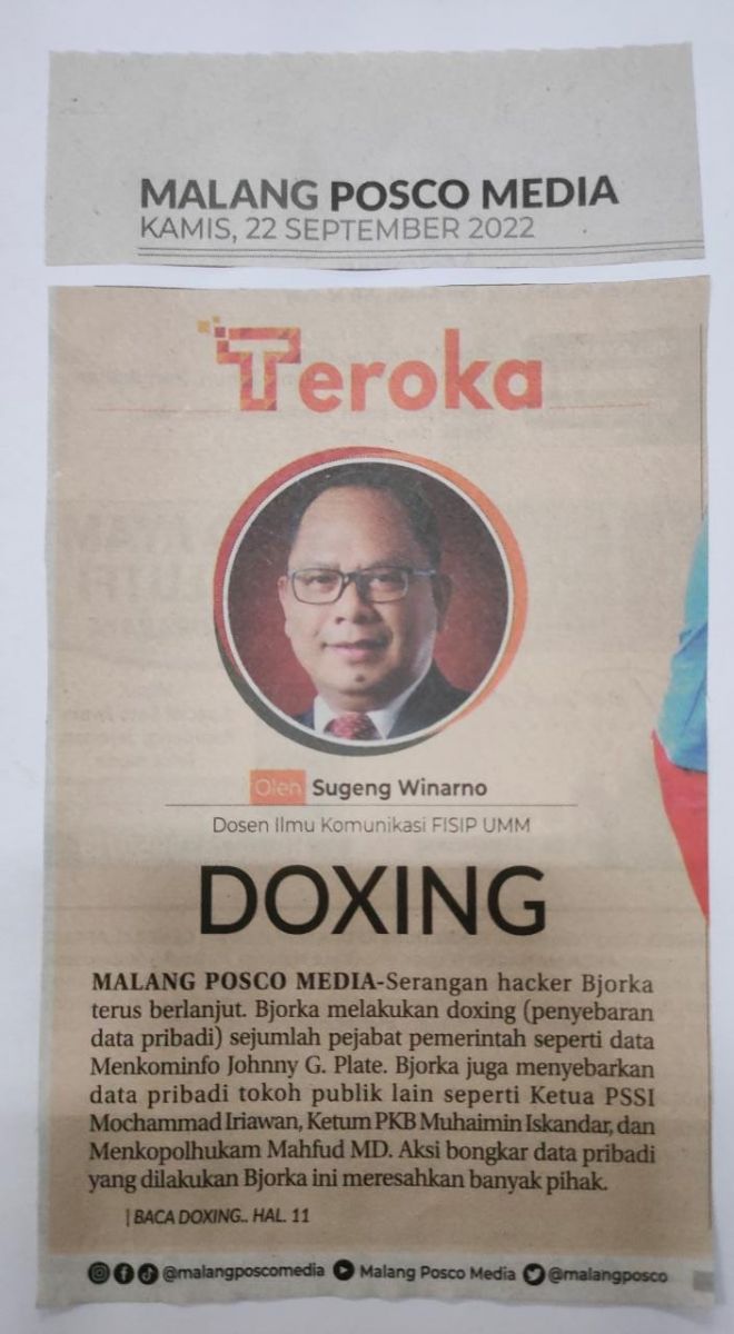 Doxing - Malang Posco Media - UMM Dalam Berita Koran Online ...